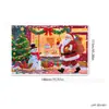 Tela de fondo navideño en stock, lista para enviar, con impresiones de alta definición de Papá Noel, muñecos de nieve y renos, perfecta para decoraciones navideñas