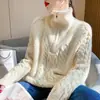 Suéter de Gola Alta Grossa com Zíper Estilo Novo Inverno 2026 para Mulheres, Estilo Coreano Solto, Moda Preguiçosa Versátil Tricô