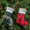 Decoraciones Navideñas Transfronterizas, Adornos para Árbol de Navidad, Suministros Navideños, Calcetines Pequeños de Cuadros Rojos y Verdes al por Mayor