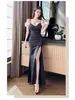 Vestido de Noche con Tirante en un Hombro, Vestido Sexy de Alta Gama, Ropa Suave para Reducir la Edad para Discoteca, Vestido Largo para Técnico de Spa