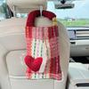 Caja de pañuelos para coche creativa, caja de papel tejida con bonito diseño de amor en jacquard, bolsa colgante para pañuelos de coche, caja de papel para coche
