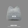 2024 nuevo gorro de lana lindo con parche de letras de orejas de gato para niños otoño e invierno engrosado cálido combinable simple gorro de punto