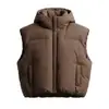 Chaleco para hombre de color liso personalizado con capucha según tu diseño, chaleco corto holgado y grueso para hombre, chaleco simple casual de algodón para hombre