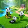 Paisaje en miniatura con lindas figuras de bambú y panda, adorable decoración de jardín, accesorios de paisajismo DIY, adornos en miniatura