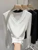 Camiseta Base de Manga Larga con Parches de Encaje en V para Mujer, Invierno Ajustada, Sexy, Tela Cepillada, Adelgazante, Camiseta Engrosada