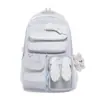 Mochila casual de cuadros azules de encaje, fresca y dulce, para niñas, bolsa escolar ligera para estudiantes