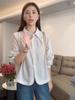 Jaqueta Camisa Listrada Popular Design Feminina Moda Outono 2025 Casual Redutora de Idade