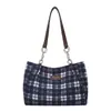 Bolso Tote Casual de Moda para Mujer, Nuevo Bolso de Hombro de Tela a Cuadros Transfronteriza, Bolso de Hombro con Diseño de Nicho