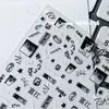 Estilo Fujian Manga de terror japonés estilo Junji Ito estilo ins Calcomanías de arte para uñas de dibujos animados negros simples Decoración DIY