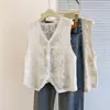 Chaleco Bordado de Encaje Delgado Artístico Estilo Coreano Nuevo Fresco Dulce Reductor de Edad Elegante para Mujer 2267