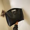 Bolsa de Texto Simples Feminina 2024 Novas Bolsas Moda Grande Capacidade Bolsa de Mão Bolsa de Mão para Trabalho e Trajeto