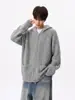 Moletom cardigã de tricô com capuz estilo casual retrô americano para homens, jaqueta suéter casual fresca e estilosa de outono