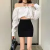 Falda Ceñida Color Albaricoque para Mujer Primavera Verano 2026 Cintura Alta Adelgazante Ajustada Sexy OL Profesional Falda Lápiz Elástica de un Paso Corta