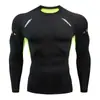 Roupas de ginástica transfronteiriças europeias e americanas Camiseta masculina PRO de secagem rápida Corrida Stretch Suado Roupas apertadas Maratona Roupas esportivas