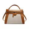 Bolso Pequeño Cuadrado de Diseño de Nicho Transfronterizo para Mujer Nuevo Bolso de Mano de Lona Empalmada Retro de Alta Gama Cruzado Multiusos de Moda
