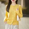 Elegante cárdigan de alta calidad, imitación 100% lana, con cuello redondo y botones para mujer, nuevo estilo otoño e invierno 2026, suéter versátil y favorecedor
