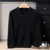 2025 100 Cachemira Pura Prendas de Punto Tejido Suelto Prendas de Punto Prendas de Punto para Vestir Debajo Otoño e Invierno Nuevo para Hombre Cuello en V Doble Hilo Engrosado