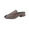 Meias Pantufa Baotou para Mulheres 2026 Nova Coleção de Primavera Versátil com Saias Sandálias Mule Elegantes Bico Quadrado Tamanho Grande Salto Grosso