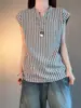Chaleco de Espiga Estilo Americano con Cuello en V para Hombres y Mujeres, Camiseta Deportiva de Verano sin Mangas para Fitness, Corte Limpio de Manga Corta de Peso Pesado