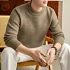 Suéter transfronteiriço masculino de gola redonda e gola alta, espessado para aquecimento de inverno, camada base de malha, simples e casual, top versátil