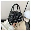 2026 Nuevo Estilo Coreano Lindo Bolso de Hombro de Lunares Blancos y Negros de Gran Capacidad Bolso de Mano Versátil Casual para Viajes para Mujeres