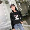 Camiseta Feminina Nova de Outono 2025, Blusa Solta de Manga Longa com Estampa de Desenho Animado, Blusa Estudantil Moderna, Camiseta Básica