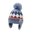 Chapéus Quentes de Inverno para Crianças Meninos e Meninas no Outono e Inverno, Chapéus à Prova de Vento com Proteção para Ouvidos para Bebês, Chapéus de Lã Grossos Tricotados