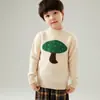Tejido de Lana 100% Puro para Niños Caricatura de Hongo Pequeño Jacquard Tejido de Cachemir para Niñas Tejido Lindo Espesado de Moda