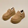 Mocassins slip-on com solas grossas para mulheres 2026, sapatos casuais plataforma de sola macia, sapatos retrô de cobertura total para o outono