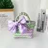 Cesta de Flores Tejida a Mano Colorida Bolso de Regalo Bolso de Regalo de Mano para Vacaciones Boda Bolso de Playa Cesta de Verduras