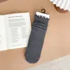 Calcetines de Algodón con Volantes Estilo Coreano para Mujer, Calcetines Negros, Blancos y Grises Simples y Versátiles con Finas Rayas Verticales, Calcetines Femeninos Estilo Academia