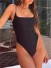 Traje de baño de una pieza negro sexy adelgazante almohadillas de pecho desmontables