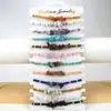 Pulseira de Cura de Pedra Natural Colorida Corda de Mão Trançada de Pedras Irregulares Cristal Boêmia Pulseira de Praia para Surfe
