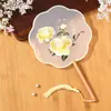 Leque infantil bordado frente e verso estilo tradicional, leque de dança de verão com borlas, leque para traje antigo feminino Hanfu cheongsam
