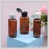 Frasco Transparente Plano de 50ml com Tampa Flip Tampa Borboleta Embalagem Cosmética Garrafa Orvalho Puro Sabonete Líquido Sub-Embalagem pet Garrafa Vazia