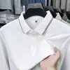 Camiseta de Manga Larga con Cuello de Solapa para Hombre de Alta Calidad, Casual de Negocios para Edad Media, Nuevo Estilo 2025, Ropa Versátil para Papá