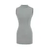 Venta al por mayor de Ropa para Mujer Transfronteriza Estilo Europeo y Americano 2026 Primavera Nuevo Color Sólido Ajustado Chaleco Vestido de Cuello Alto