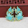 Yiwu color rayo dorado cobre chapado en oro DIY punto Cui imitación oro esmalte azul quemado Piscis doble agujero accesorios colgante B3534