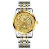 Nuevo Seton Dorado Moda Reloj Mecánico Automático Reloj Calado Deportivo para Hombre Resistente al Agua Reloj para Hombre Explosiones