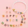 Accesorios Populares de Letras Perforadas Aleación Aceite Goteando 26 Cuentas de Letras Pulsera DIY Accesorios de Joyería de Aleación Venta al por Mayor