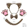Fiesta de disfraces de Halloween diadema de animal de fiesta pasador accesorios al por mayor diadema de leopardo estampado de leopardo orejas de gato set de pegatinas faciales