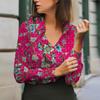 Camisas Femininas de Exportação Europeia e Americana Tops da Moda Primavera e Outono Manga Longa Peça Única Camisas Florais Estampadas Digitalmente Personalizadas para Mulheres
