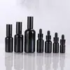 Frasco de Vidro Preto Brilhante para Óleo Essencial, Frasco à Prova de Luz para Mistura de Essências, Frasco Spray, Frasco Conta-gotas com Ponta de Borracha, Frasco de Amostra Portátil para Viagem