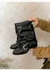 Botas de tornozelo Maillard retro com salto grosso, novo estilo primavera e outono 2026, adequadas para combinar com saias, botas de cavaleiro pequenas, botas de calça e botas Martin