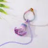 8cm Nudo de Diamante Colorido Borla Corta Estilo Antiguo Hanfu Accesorio Colgante DIY Hecho a Mano Tejido Bolsita Colgante de Abanico