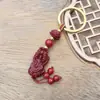 Colgante Llavero de Cinabrio de Alto Contenido Loto de Cinabrio Pixiu Llavero Arena Dorada Morada Colgante para Cadena de Bolso de Teléfono Móvil de Buena Suerte