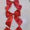 Fita de Cetim com Renda Vermelha e Laço 13X15Cm Decoração de Natal Vermelho Chinês Boa Qualidade