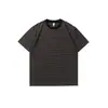 Rumei Marca de Moda Callejera Estilo Retro Americano Nuevo Camiseta a Rayas de Manga Corta para Hombre, Verano Holgada Casual Transpirable de Media Manga