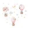 Globo aerostático de flor rosa de dibujos animados, animal pequeño, pegatina de pared autoadhesiva, linda pegatina decorativa estilo niña Br93738
