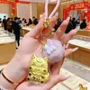 Llavero de Oro Puro 999, Cadena para Teléfono de Caballo de Cinco Bendiciones que Atrae la Fortuna, Colgante de Bolsa de Dibujos Animados, Regalo de Año Nuevo, Pequeño Regalo